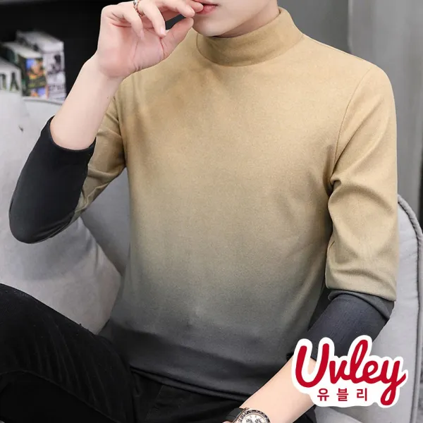 유블리 남성 그라데이션 목티 깔끔한 남자 터틀넥 긴팔티셔츠 데일리룩 자켓안에 입어요(UV216206WD) 긴팔 티셔츠