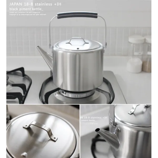아이자와공방 주전자 스트레이트 케틀 2.0L IH(인덕션대응) 주전자 18_8 무광 고급스텐레스, 2L