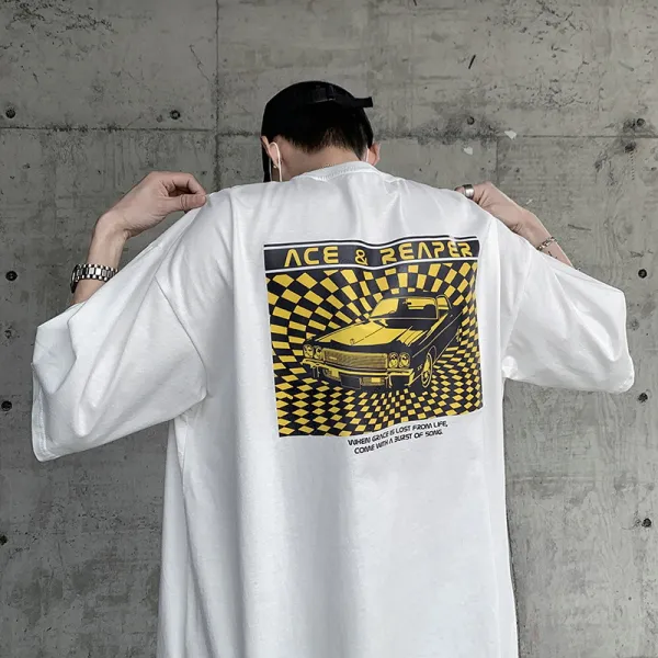 Sorfil 빈티지 티셔츠 남 반팔 2021 하이 스트리트 인즈 트렌드 오버핏 판 와이드 반소매돕다