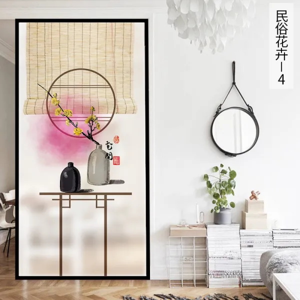 브띠 정전기 비스코스 샌딩 시트지 욕실 거실 화장실 불투명 침실 창문턱 보호필름 민속화 초 4