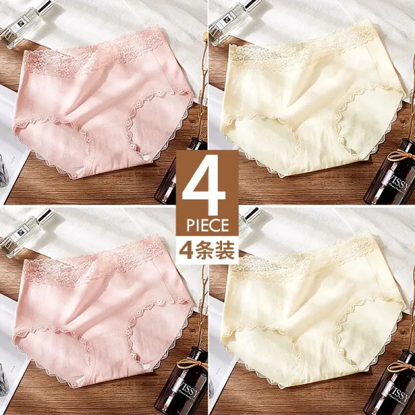 품행과 채색 순면 코튼 질 밑동 레이스 라인 섹시반바지 빅사이즈
