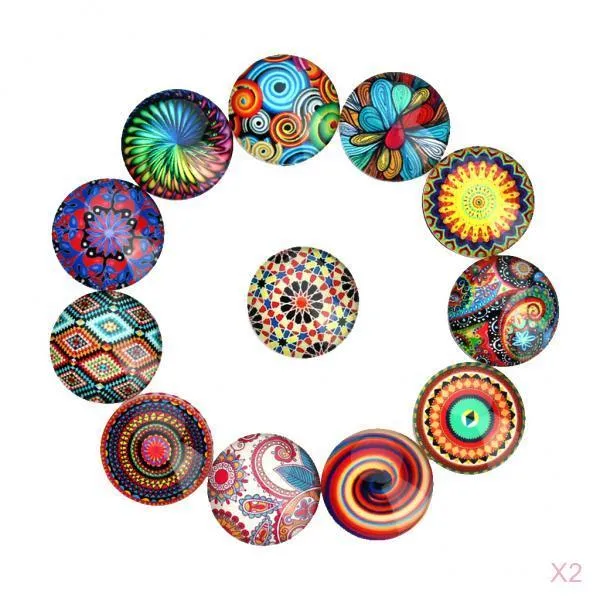FWT 40x 빈티지 Flatback 카보 숑 비즈 25mm 돔 버튼 DIY 꾸밈음, As Described
