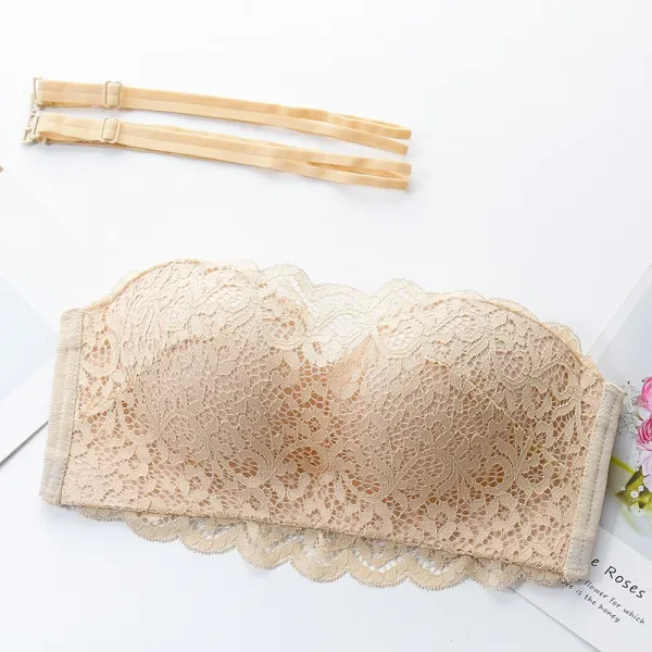 어깨 끈 이 없 는 속옷 을 모 아 미 끄 러 짐 을 방지 하 다 위 에 몸 을 받 쳐 등 이 없 는 튜브 톱 으로 미 끄 러 짐 을 방지 하 다 위 에 받 쳐 속옷 여 작은 가슴 을 결혼 사 용 스텔스 브 라 탑 으로 가슴 살 을 바르다 32 / 70A