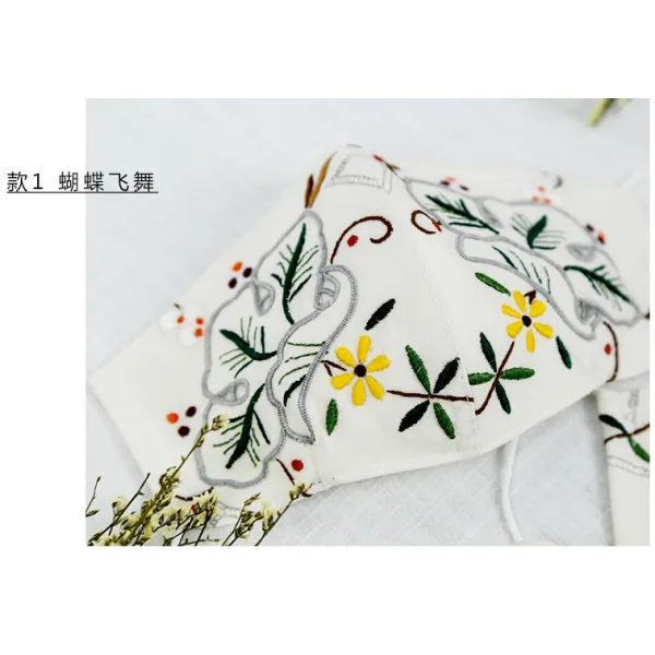 자수원단 : 내부가 좀있어 .오리지널 마스크 비물질물화유산 수공 자수 교환가능 워시 수놓는 예술적 방진 T01 타입 1