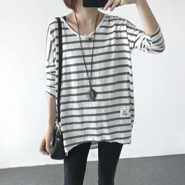 kirahosi 가을 여성 긴팔티셔츠 루즈핏롱티 맨투맨티셔츠 139호+덧신증정 Exbxoz6