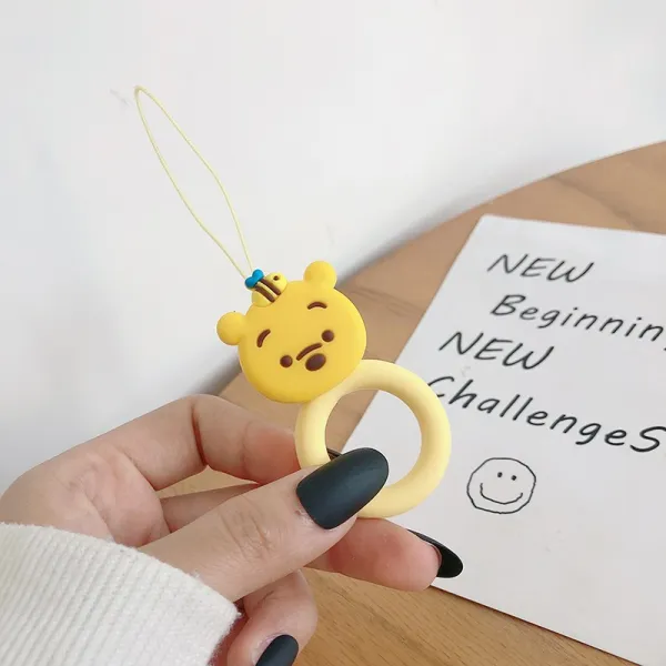 입체 두꺼운 실리콘 핸드폰 반지 링 애니메이션 짧은 줄 건 열쇠걸이 충격흡수 래빗 다이노스 아니 끊기다 1 핸드폰 반지 링 비니즈