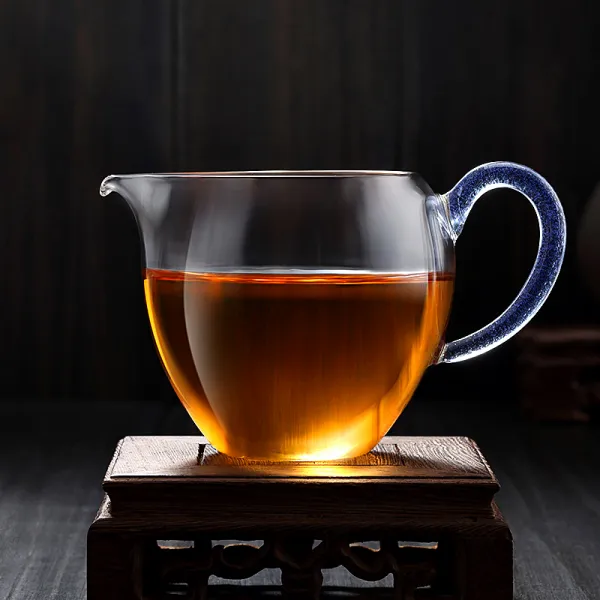 구름 위 투명 유리 공도 컵 차 해 내열 디어 분 다기 쿵푸 부품 타차 유리잔 블루 양채색 도컵180ml