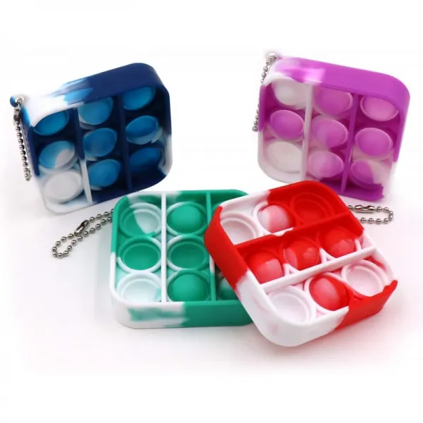 Lencum 4Pcs 미니 심플한 보조개 장난감 스트레스 완화 핸드 완구 키체인 장난감 버블랩 팝불안해제 사무용 책상 장난감:, 1, 단일옵션