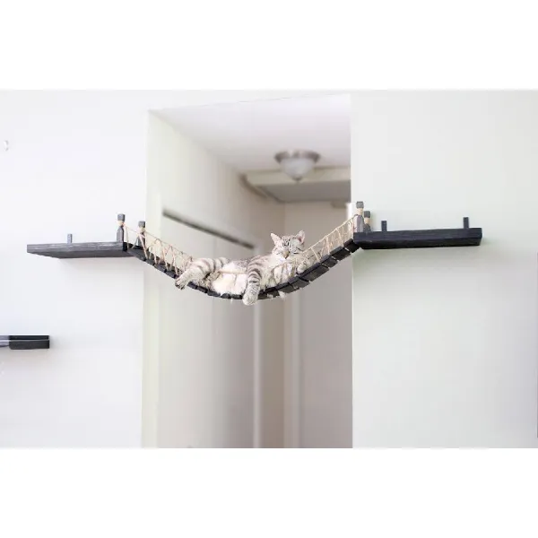노브랜드 벽걸이형 고양이 구름다리 숨집 DIY 우드프레임, 1개, 다크브라운