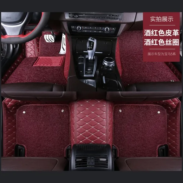 상하이폴크스바겐 산타나 지 준 18l 2l 수동형 편파 자동파 럭셔리 3칸 발 매트, 와인레드 와인레드 색깔 코일 더블레이