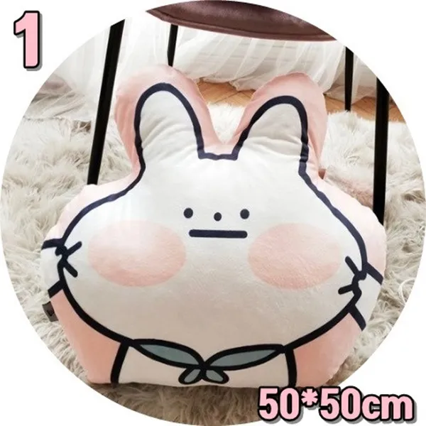 귀여운 무표정 토끼 인형 등받이 침대 쿠션 베개 5종 세트, 1번토끼