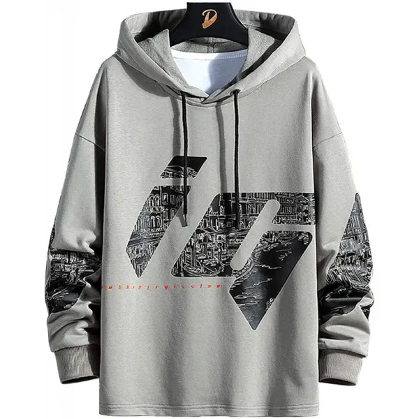 파커 남성가을 옷 소매가 넉넉하다캐주얼 풀오버모자 달린 스웨트 파카멋쟁이 큰 사이즈가을 봄 재 XL트