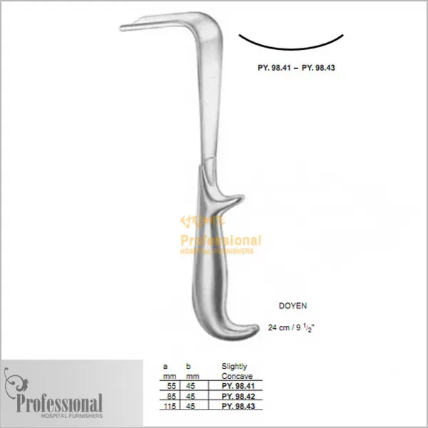 [개창기구] PROFESSIONAL 도엔리드렉타 24cm 115x45mm (DOYEN VAGINAL RETRACTOR) PY-98.43, 1개