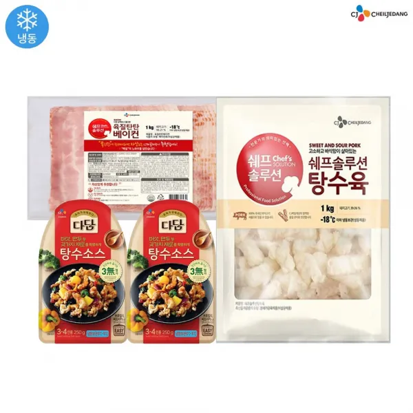 쉐프솔루션 탕수육1kgx1개+다담탕수육소수x2개+육질탄탄베이컨1kgx1개 1세트