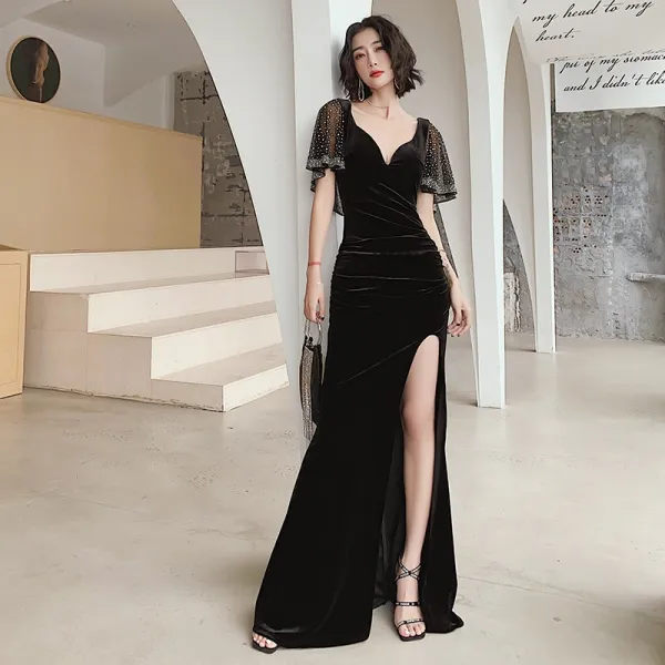 그린 벨벳 드레스 0 패션 머메이드 섹시 평시 모던 진행자 파티