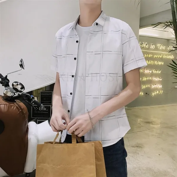 Kirahosi 여름 남자 트렌드 2019년 반팔 셔츠 홍콩스타일 62호 P3zn0r