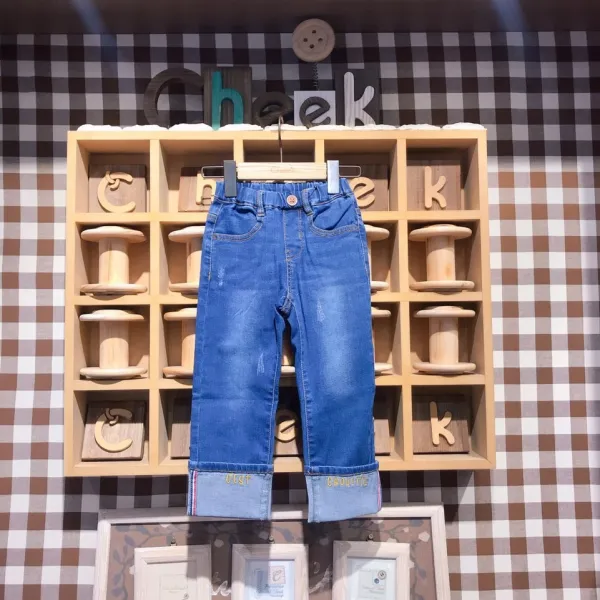 치크 NC경산점 유아 아동 키즈 토들러 포인트 롤 업 데님 청바지 CKTJ20S02