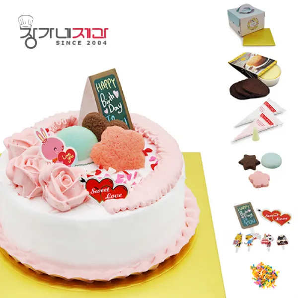 장가네제과 케익재료세트 생일케이크만들기 1호 아이스박스 미포함 1set