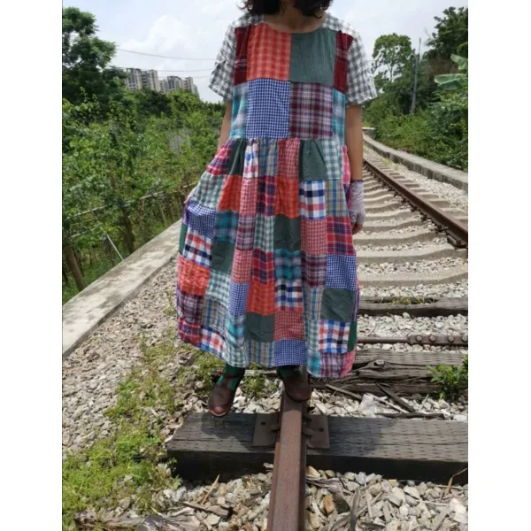 Bear 패치워크 원피스 짜집기 의상 여자 누더기 패션 Gc 000080521