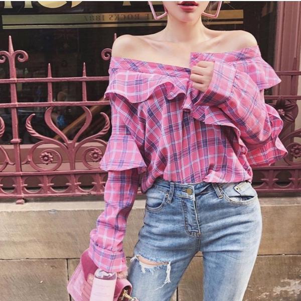 나라라오리 피크닉 오프숄더 블라우스