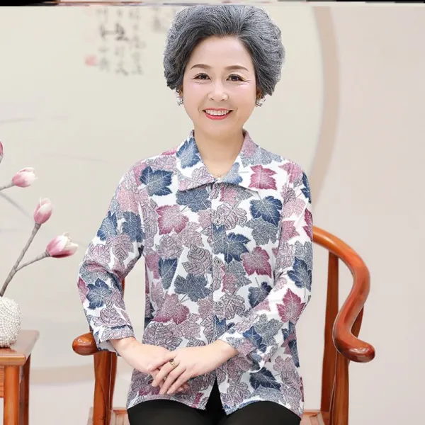 여름남방 중노년층 여성의류 여름옷 할머자 긴 소매 70 세 80 노인 엄마 아내 상의
