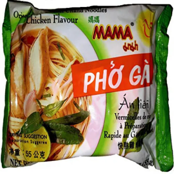 Mama Instant Noodles Pho Ga Chand Noodle Soup Chicken (Pho Ga) 1.93 Oz. Packets (30 Pack), 1