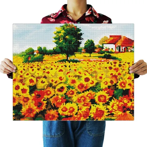 ZOZI사은품+액자 캔버스형보석십자수 Diy세트 라운드 비즈 40 X 50cm200 핫 제품, 40X50cm, 106. 도처에 해바라기 ZF0106