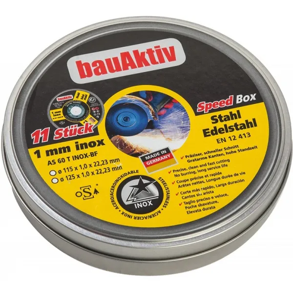 [독일] 건설 액티브 스피드팩 커팅 디스크 11x 115 메탈 스테인리스 스틸 1mm 초가박색 앵글 그라인더 AS