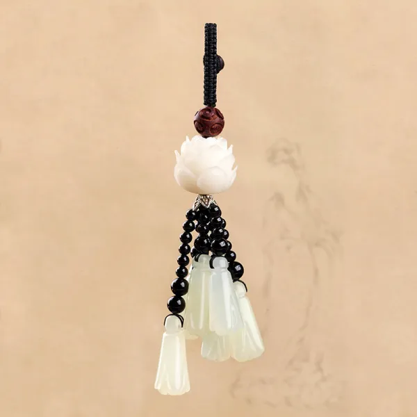 와이유 연꽃소품 오리지널 수공남녀 소엽자단정조 보리연화 목란화 태슬 자, 백보리근수옥금