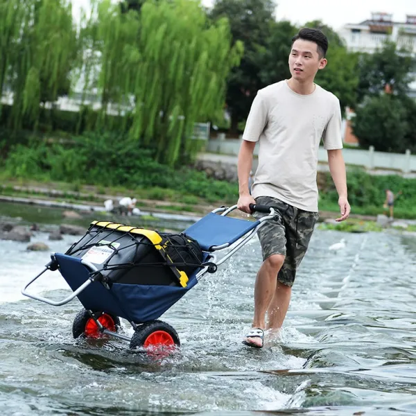 Muhang 생활 쇼핑 카트 접이식 휴대용 왕바퀴, 알루미늄 합금 네이비 블루개