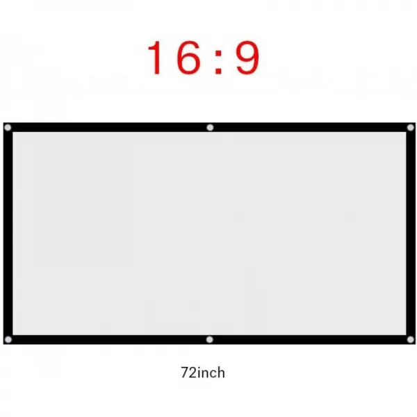 Tosuny 60-120 인치 16 : 9 휴대용 프로젝션 스크린 접이식 주름없는 프로젝터 커튼 스크린 홈 시어터 및 노천 영화관 (72 인, 1, 단일옵션