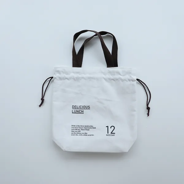 북유럽 면 캔버스 보온 냉석박 도시락 가방 손잡다 들다 점심주머니 엄마 배낭 유행인 친환경, 1 건, 자연 백색