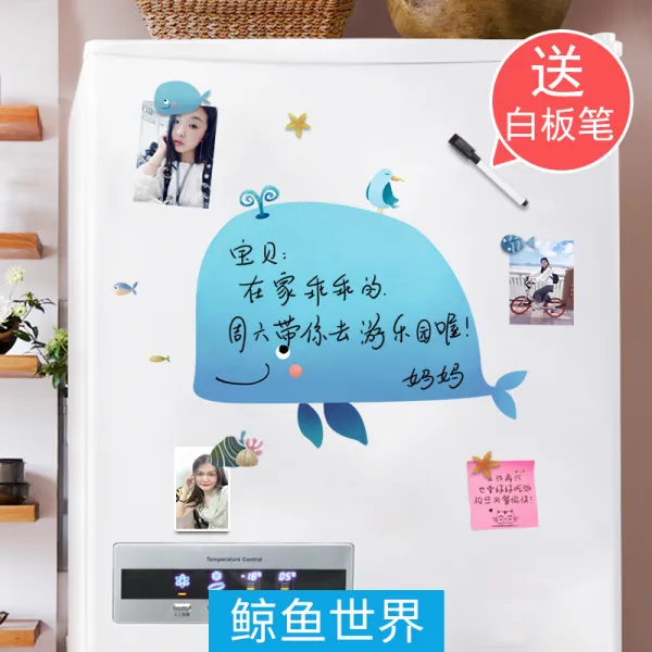 와니네 자석말판 냉장고 메모보드 닦을 있다 쓰다 자기 노르딕 장식 개성 독창적 자음을 흡수함 철 자력 메모판, 고래 어세계