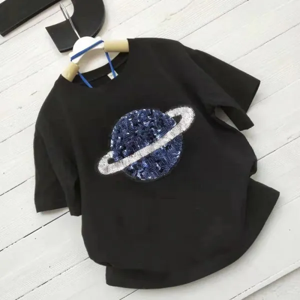 kirahosi 해달 5 여름 여아 반팔 라운드넥 티셔츠 남아 어린이 캐주얼 상의 아동 443 Bxlv45