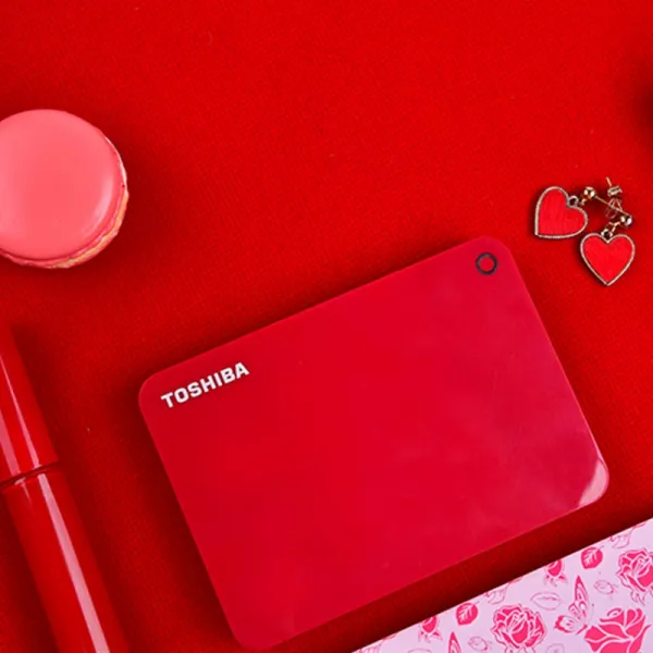 외장하드 TOSHIBA/도시바 모바일 하드 드라이브 4t 연결 전화 암호화 애플 맥 USB3.0 고속 하드 드라이브, 활력 레드, 패키지 1 [실리콘 커버] 미끄럼 방지 낙후 스크래치