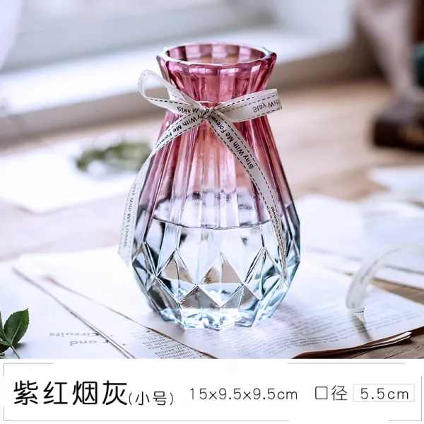 어반30 튤립 꽃병 화병 인테리어 유리 2종 세트 투명 컬러 수배부 귀죽, 적갈색 담뱃재 점변 트럼펫