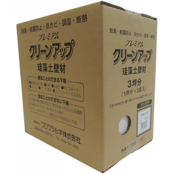 후지와라 화학 수계 끝막음 칠 자재 프리미엄 클린 업 규조 흙벽재 3평 분아 마이로 9kg
