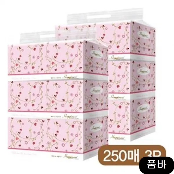 미용티슈 250매 새와꽃 3P 기성품 1개 인쇄불가능