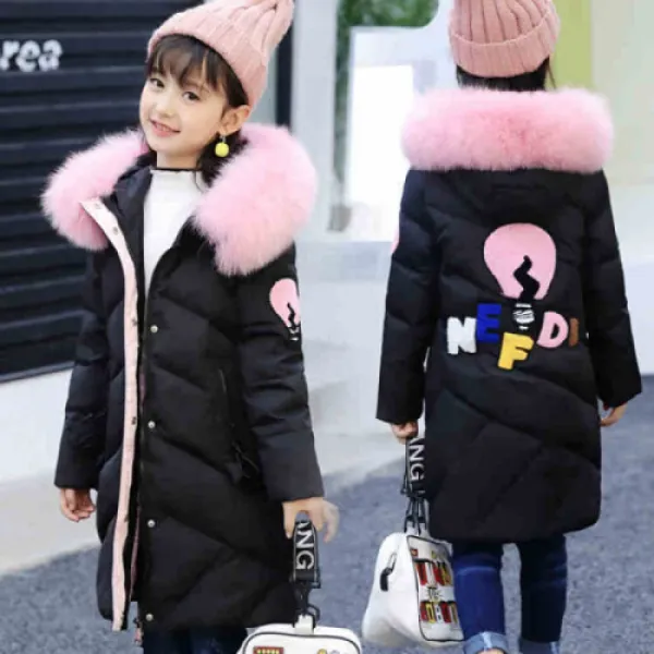 계집아이 계집아이 솜옷 중 긴 긴 겨울 아동 솜옷 대동 한판 모자 어린 소녀 옷 (1)