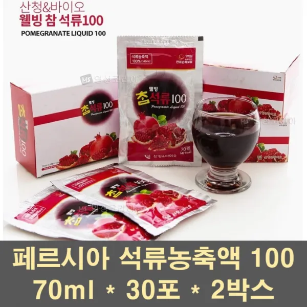 웰빙참석류 석류농축액 석류 즙 원액 엑기스 진액 쥬스 파우치 열매 씨앗 과즙 페르시아 터키 100, 4200ml, 4세트