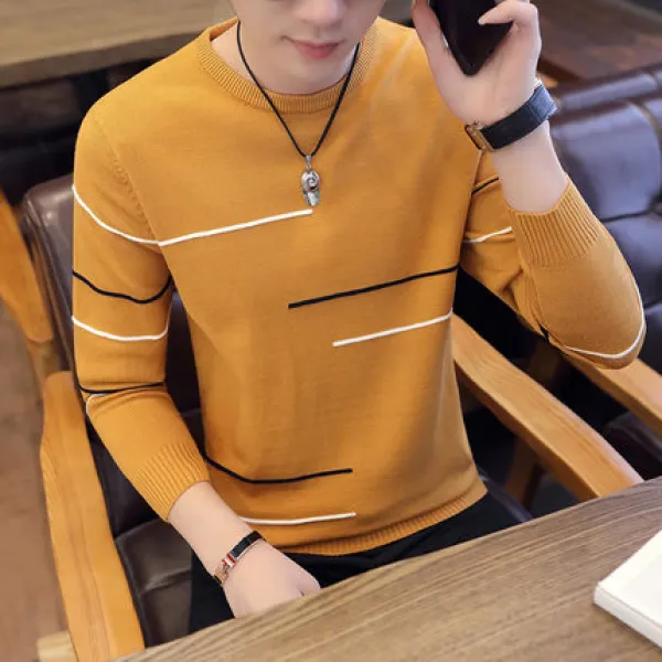  에이아이쇼퍼 남성 라운드 줄무늬 니트 스웨터 27 578726955860_aishop