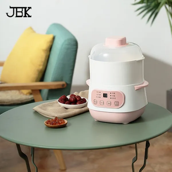 JBK 스마트 전자동 전기찜솥 가정용 소형 국솥 제비집을 삶다 죽을 끓이다 뚝배기 유아 이유식 찜기DZG01, 핑크색(찜통), 1L