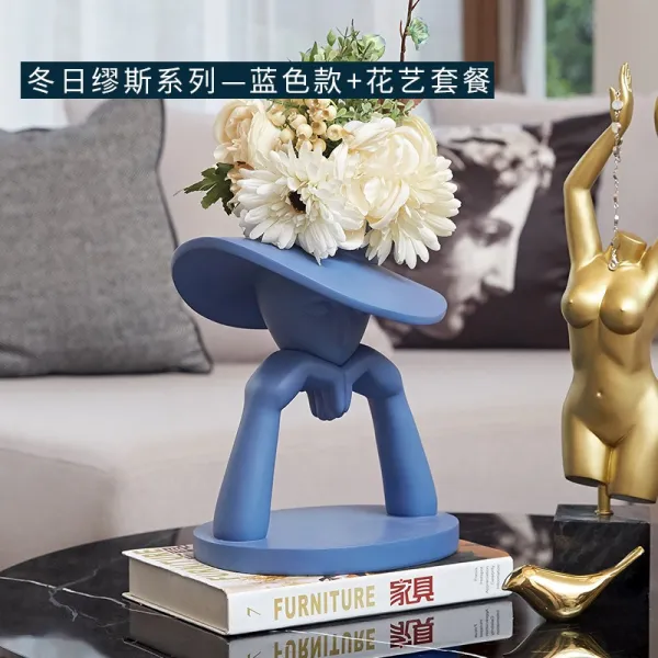 북유럽 창의 모던 라이트 사치 예술 소품 캐릭터 술장 현관 공예품 홈 Tv장 장식품 윈터 뮤즈 시리즈 블루 타입 꽃술 패