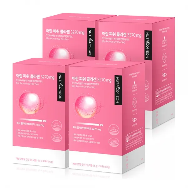 뉴트리커먼 어린 콜라겐 3270mg 저분자 피쉬 콜라겐 펩타이드, 120포/4박스(8주)