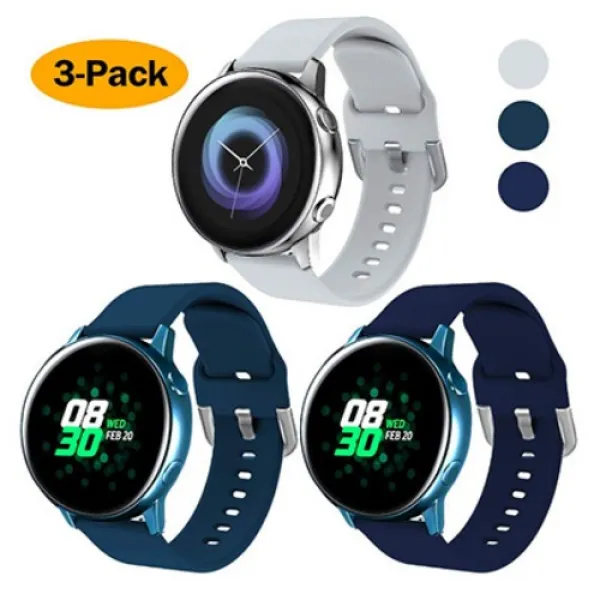 갤럭시 액티브2 시계줄, 1개, 그레이 + 락 블루 + 미드 나잇 블루 [공식 시계 밴드] 값 설정 + Galaxy Watch Active / Active2 [소형 손목 둘레 130-160mm]