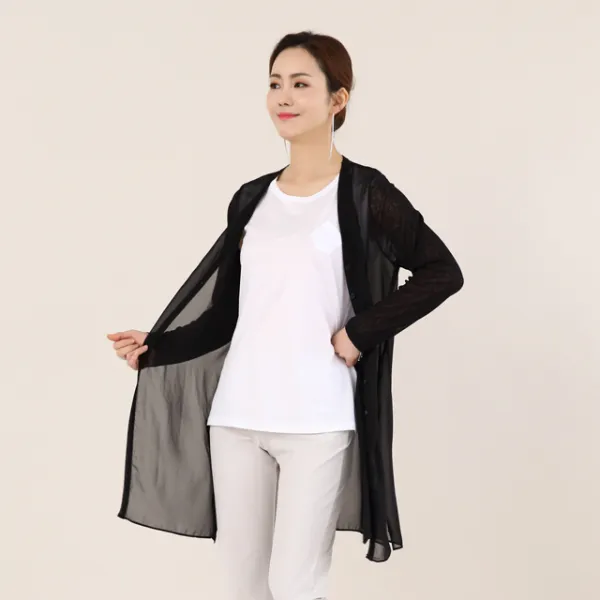냉방병끝 시폰 긴팔 가디건 빅사이즈