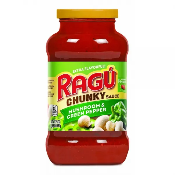 Ragu 라구 머쉬룸 그린페퍼 청키 파스타 소스 680g 3팩 Chunky Pasta Sauce Mushroom Green Pepper, 단일상품