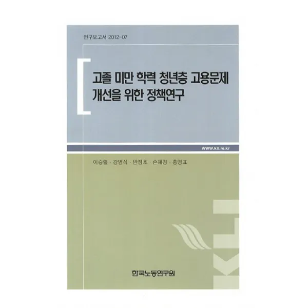 고졸 미만 학력 청년층 고용문제 개선을 위한 정책연구, 한국노동연구원