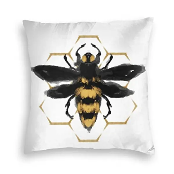 Eom 꿀벌 Bumblebees 곤충 두드러기 인쇄 벨벳 소프트 스퀘어 베개 커버 케이스 홈 18"x18" Black5 E051208dnbbbwj5 18"x18" Black5