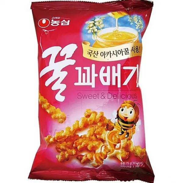 디자인그룹 티에스 문구사무 꿀꽈배기 75gxEA 농심 허니 꿀맛 스낵, 1